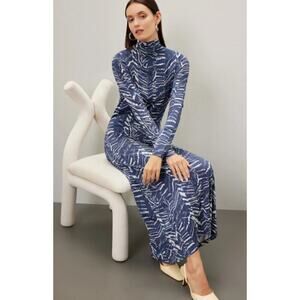 Marie Oliver Paxton Dress in Blue Animal Mesh